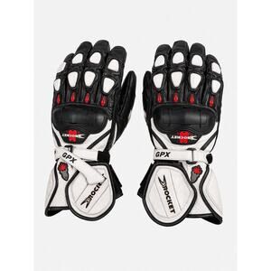 Joe Rocket GPX 2.0 Motorcycle Gloves Leather Armored Black White Adult Medium